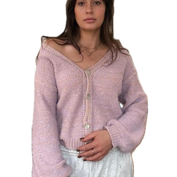 Pieces Women's Purple and Pink Cardigan - Picture 1 of 8